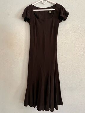 Ralph Lauren Dark Black Ruffle Midi Dress